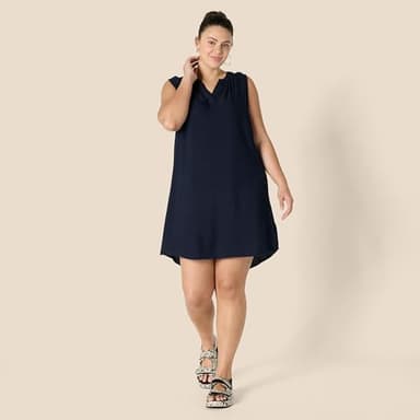 Amazon Essentials Women's Sleeveless Woven Shift Dress, Navy, Large - Image 6