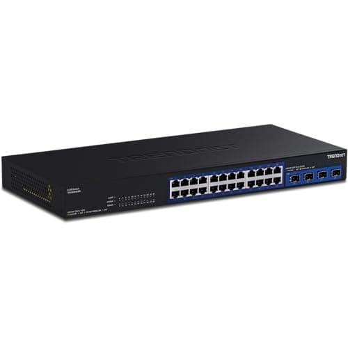 TRENDnet 28-Port Multi-Gig Switch, TEG-S50284, 24 2.5Gb RJ45 Ports, 4 x 10G SFP+ Ports, NDAA TAA Compliant, Lifetime Protection, 200Gbps Switch Capacity, Rack Mount Ready, Black - Image 1