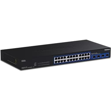 TRENDnet 28-Port Multi-Gig Switch, TEG-S50284, 24 2.5Gb RJ45 Ports, 4 x 10G SFP+ Ports, NDAA TAA Compliant, Lifetime Protection, 200Gbps Switch Capacity, Rack Mount Ready, Black - Image 1