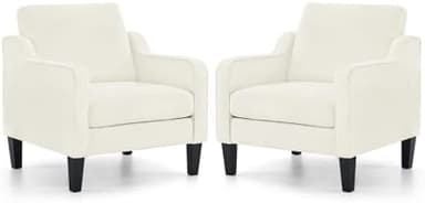 VINGLI Mid Century Modern Accent Chairs Set of 2, Comfy Armchair Chenille Sofa Upholstered Side Reading Chair for Living Room, Bedroom, Play Room, Apartment, Office - Image 3