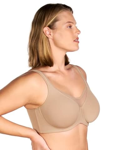 HSIA Minimizer Bras for Women Plus Size, Full Coverage Coolcomfort T Shirt Unlined Bra with Underwire for Heavy Breast, Taupe 34D - Image 3