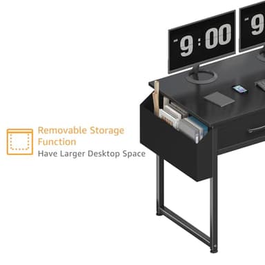 DLisiting Computer Desk with Fabric Drawers for Home Office Bedroom, 40 Inch Small Gaming Desk with 2 Drawers, Study Writing Table PC Desks, Black - Image 9