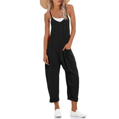 UNIANKIYA One Piece Jumpsuits for Women Casual Overalls Sleeveless Strap Rompers Travel Vacation Outfits Fall Fashion Clothes - Image 1