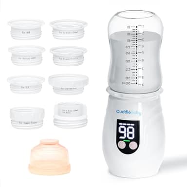 CuddleeBaby Portable Bottle Warmer for Travel, Cordless Baby Bottle Warmer, Rechargeable, 8 Adapters, 1 Milk Powder Container, Compatible with Most Bottle, Fast Heating, White - Image 1
