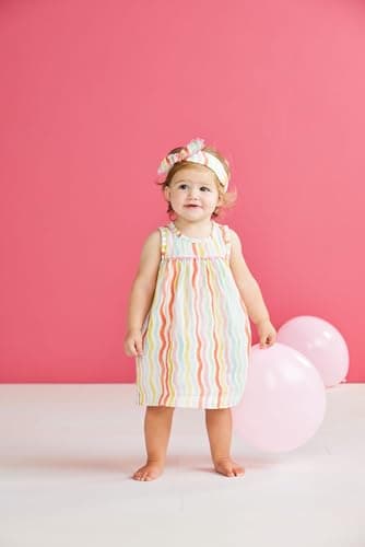 Mud Pie Baby Girls Children's Rainbow Dress and Headband - Image 2