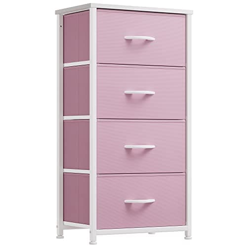 YITAHOME Storage Drawer with 4 Drawers - Fabric Dressers for Teen, Dresser for Bedroom, Living Room, Closets - Sturdy Steel Frame, Wooden Top & Easy Pull Fabric Bins, Pink - Image 1