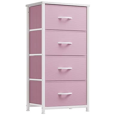 YITAHOME Storage Drawer with 4 Drawers - Fabric Dressers for Teen, Dresser for Bedroom, Living Room, Closets - Sturdy Steel Frame, Wooden Top & Easy Pull Fabric Bins, Pink - Image 1