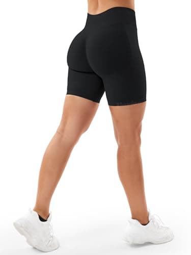 VOYJOY Women Workout Impact Shorts 2.5"/ 3.6"/ 4.5"/ 6" Scrunch Butt Lifting Gym Seamless Booty Biker Shorts Black - Image 5