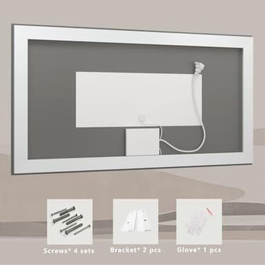 ODDSAN LED Mirror for Bathroom 55x30, Dimmable Lighted Vanity Mirror with Lights for Wall, Anti-Fog, Tempered Glass, ETL Listed (Backlit + Front Lights) - Image 6