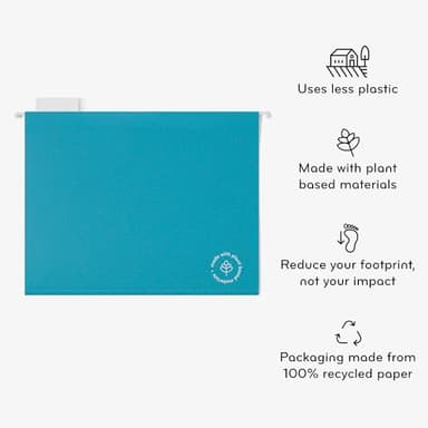 U Brands U-Eco Poly Hanging File Folders, Set of 12, Assorted Brights, White Metal Hanging Rods, Letter Size (6596U01-12) - Image 5