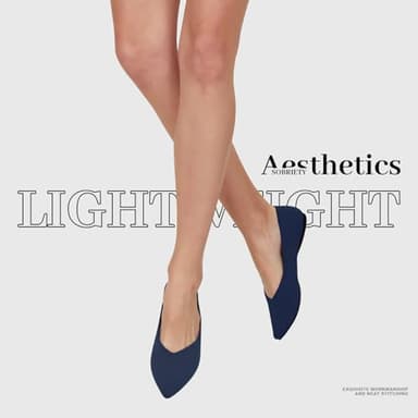 AprCoco Womens Pointed Toe Flats Knit Dress Washable Flats Slip On Ballet Shoes Women Comfort Office Low Wedge,Size 9.5，Navy - Image 4