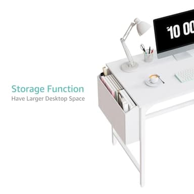 Lufeiya White Small Desk with Drawers - 40 Inch Computer Desk for Small Space Home Office, Modern Simple Study Writing Table PC Desks - Image 7