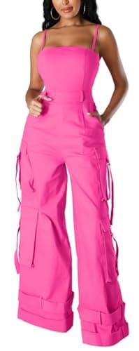 BOKITECAO Womens Cargo Jumpsuit Sexy One Piece Outfit Wide Leg Romper Multi Pockets Overalls - Image 1