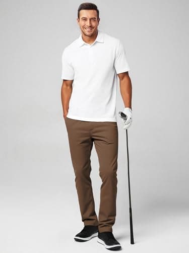 JMIERR Men's Stretch Chino Pants Business Casual Elastic Waist Travel Essentials Pant Slim Fit Tapered Cotton Twill Work Athletic Golf Dress Chocolate Brown Trousers, XL, Coffee - Image 5