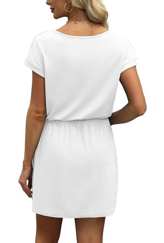 OFEEFAN White Dress for Women Casual Vacation Beach Graduation Dress for Women Summer Dresses for Women with Pockets 2025 M - Image 5