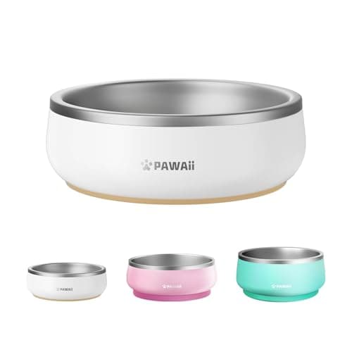 Pawaii Small Dog Bowls, 12 oz. Food Water Bowl Designed for Puppies and Cats with Non-Slip Rubber Base, Upgraded Metal Insulated, Double Stainless Steel Bowls - Image 1
