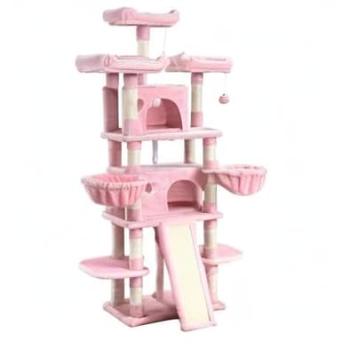 SHA CERLIN 68 Inches Multi-Level Large Cat Tree for Large Kitties/Big Cat Tower with Condo/Cozy Plush ‌Pussycat Perches/Sisal Scratching Posts and Hammocks/Activity Center/Pink - Image 10