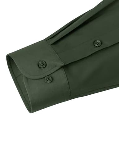 J.VER Men's Dress Shirts Solid Long Sleeve Stretch Wrinkle-Free Formal Shirt Business Casual Button Down Shirts Army Green Large - Image 5