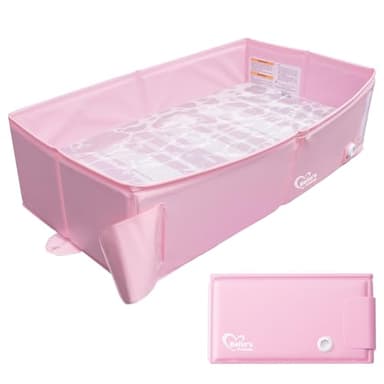 Bella’s Friends Baby Collapsible Bathtub, Travel Bath Tub for Baby, Foldable and Portable, Easy Storage, Reinforced Structure, Lightweight, Travel Essentials for 6M-3Y Infant Toddler, Pink - Image 1