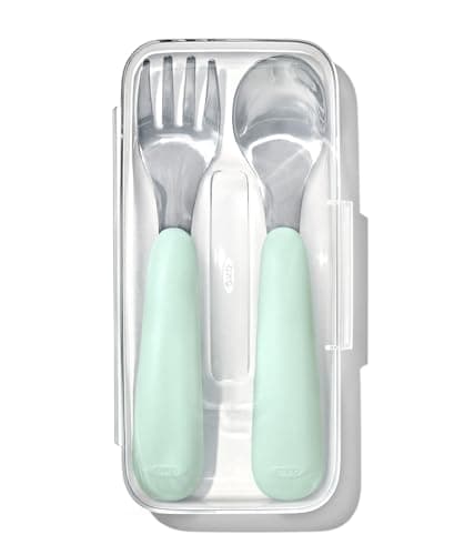 OXO Tot On-The-Go Fork and Spoon Set - Opal - Image 1