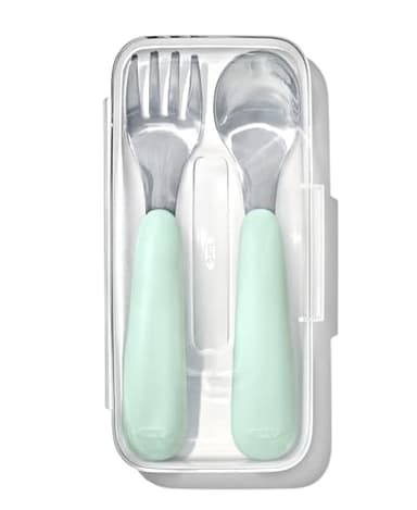 OXO Tot On-The-Go Fork and Spoon Set - Opal - Image 1