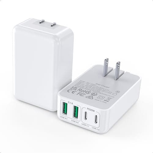 2Pack Flat USB C Wall Charger,40W 4Ports Foldable & Slim Fast Charging Block,Type C Cube Box Multiport Power Adapter Plug Brick Compatible with iPhone 17/16/15/14,Samsung,Pixel, AirPods4,Watch10 - Image 1