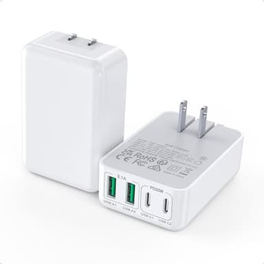 2Pack Flat USB C Wall Charger,40W 4Ports Foldable & Slim Fast Charging Block,Type C Cube Box Multiport Power Adapter Plug Brick Compatible with iPhone 17/16/15/14,Samsung,Pixel, AirPods4,Watch10 - Image 1
