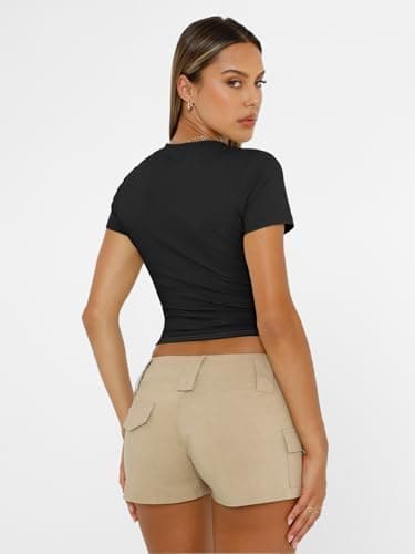 AUTOMET Womens Short Sleeve T Shirts Basic Summer 2025 Workout Tops Crew Neck Gym Crop Tops Trendy Y2K Clothes - Image 6