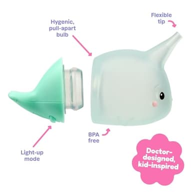 Playhouse MD Booger Buddy Nasal Bulb, Narwhal - with LED Light for Babies & Toddlers – BPA-Free Snot Remover for Infant Stuffy Nose and Congestion Relief – Easy to Clean Design - Image 3