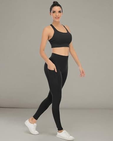 4 Pack Leggings with Pockets for Women,High Waist Tummy Control Workout Yoga Pants - Image 7