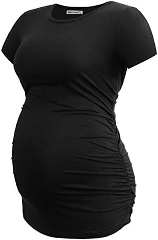 Smallshow Women's Maternity Tops Side Ruched Tunic T-Shirt Pregnancy Clothes - Image 7