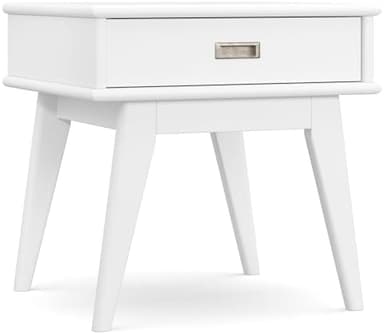 SIMPLIHOME Draper Solid Hardwood 22 inch Wide Rectangle Mid Century Modern End Table in White for The Living Room and Bedroom - Image 3