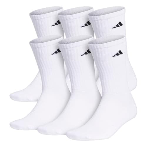 adidas Men's Athletic 6-Pack, Cushioned Crew Socks with Arch Compression for a Secure Fit, White/Black, Large - Image 1