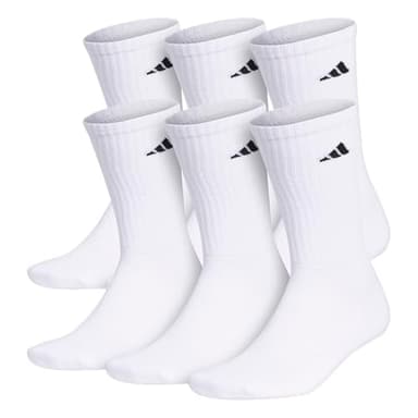 adidas Men's Athletic 6-Pack, Cushioned Crew Socks with Arch Compression for a Secure Fit, White/Black, Large - Image 1