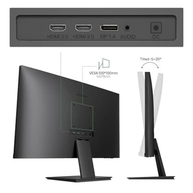 KOORUI 27 Inch 4K Monitor Computer UHD(3840 * 2160) IPS Display, 99% sRGB, 95% DCI-P3, 1.07 Billion Colors, Freesync & G-sync, Displayport & 2X HDMI, VESA 100 * 100mm, Tilt -5 to 20°, Audio Out (N07) - Image 5
