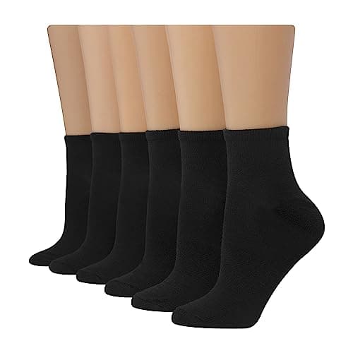 Hanes womens 6-pair Comfort Fit Ankle athletic socks, Black, 5-9 US - Image 1
