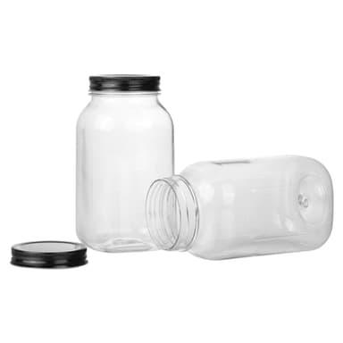 Naivees 32 OZ Storage Containers Clear Plastic Mason Jars with Screw On Lids, Plastic Empty Jars for Kitchen and Household,BPA Free, Food Safe (6 Pack-Black) - Image 5