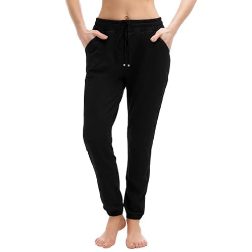 Walifrey Womens Joggers with Pockets, Drawstring Sweatpants Women for Lounging Jogging Gym and Workout Black,1 Pack Black L - Image 1