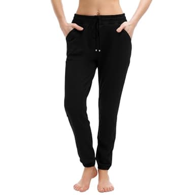 Walifrey Womens Joggers with Pockets, Drawstring Sweatpants Women for Lounging Jogging Gym and Workout Black,1 Pack Black L - Image 1