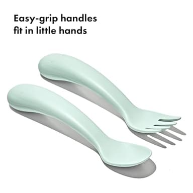 OXO Tot Plastic Fork and Spoon Set - Opal and Blossom - Image 5