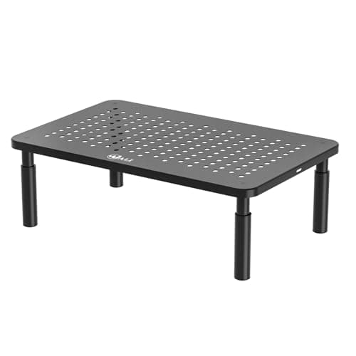 WALI Computer Monitor Stand for Desk, Adjustable Laptop Riser, Desk Monitor Stand Underneath Storage for Office, Home, School Supplies (STT003), 1 Pack, Black - Image 1