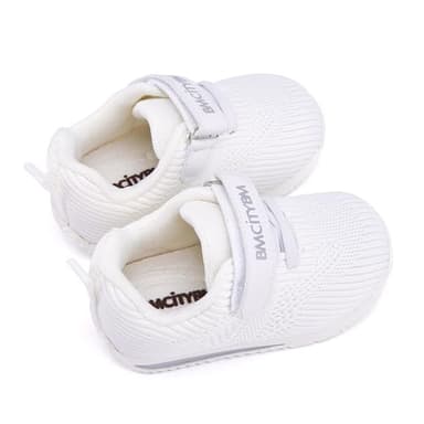 BMCiTYBM Baby Walking Shoes Boy Girl Tennis Sneakers Breathable Infant First Walker Shoes 6 9 12 18 24 Months White Size 6-12 Months Infant - Image 5