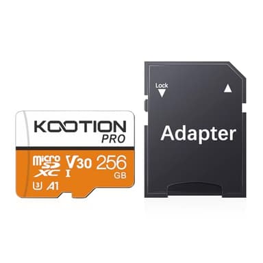 KOOTION Micro SD Card 256GB U3 TF Card with Adapter, V30, A1, Full HD, 4K UHD, UHS-I microSDXC Flash Memory Card for Smartphone - Image 1