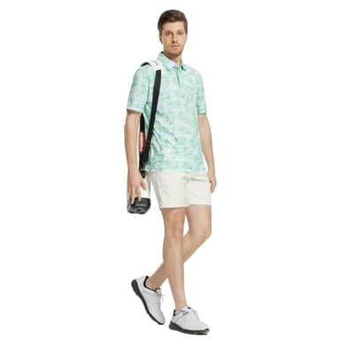 M MAELREG Mens Golf Shirt Short Sleeve Dry Fit Print Moisture Wicking Performance Patterns Collared Polo Shirt - Image 3