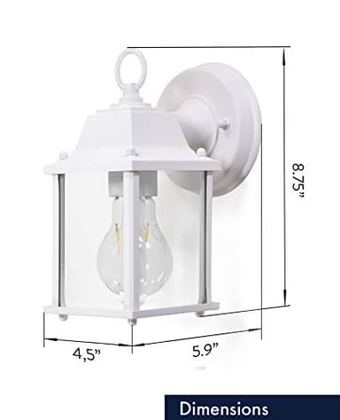 CORAMDEO Outdoor Wall Porch Light, Wall Sconce for Porch, Patio, Deck and More, E26 Medium Base Socket, Suitable for Wet Location, White Powder Coat Cast Aluminum with Beveled Glass 2 Pack - Image 5