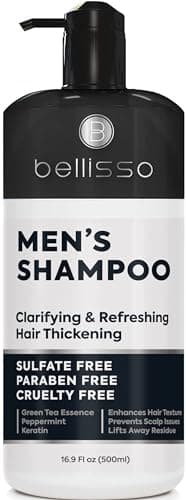 Shampoo for Men - Tea Tree Oil and Peppermint - Sulfate Free, Paraben Free - Clarifying, Refreshing, Volumizing & Moisturizing Hair Thickening Formula - Ideal for Oily Hair, Dry Scalps and Build Up - Image 1