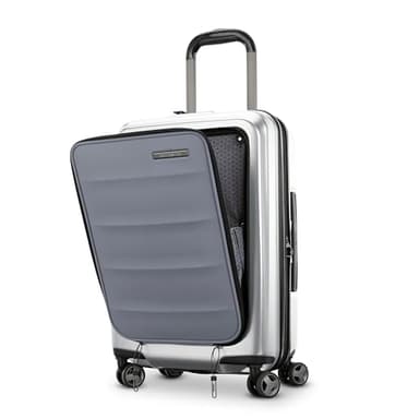 Samsonite Octiv Pro 3-Piece Hardside Lightweight (21/24/28) Front Pocket Carry-On Pro, Medium & Large-Checked Luggage Set, Expandable, Four Spinner Wheels, Adjustable Handle, TSA Lock – Silver - Image 2
