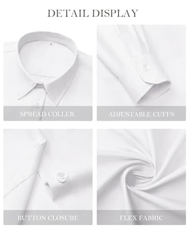 White Button Shirt Women Ladies Button Up Dress Shirts Long Sleeve Slim Collared Blouses Fitted Wrinkle Free Work Office Professional Business Casual Tops White XXL - Image 5