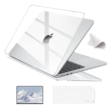 EooCoo Case Compatible with MacBook Air 13.6 inch M4 2025 2024-2022 M3 M2 A3240 A3113 A2681, Hard Shell Case + Keyboard Cover + Polishing Cloth + Screen Protector for Mac Air 13 - Crystal Clear - Image 9