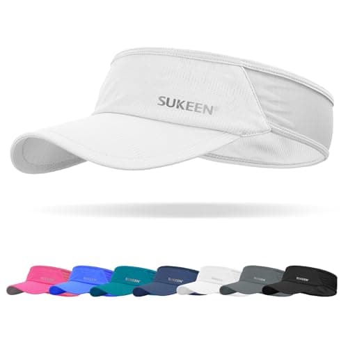 Sukeen Sports Sun Visor Men Women Lightweight Packable Cooling Stretchy Visor Hat for Running, Tennis, Golf White - Image 1